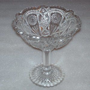 Lovely clear cut glass candy compote or dish